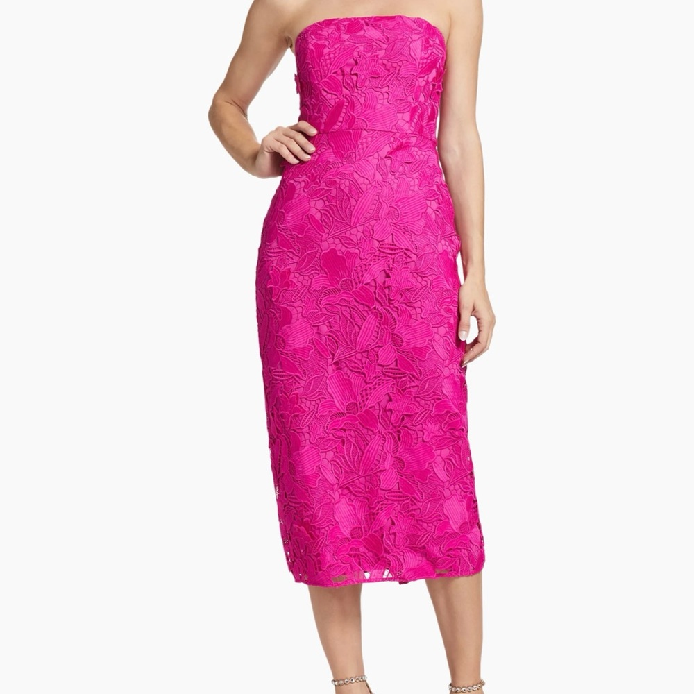 ML Monique Lhuillier Samara Lace Midi-Dress
